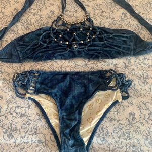 PARADIZIA Boutique denim print bikini SET